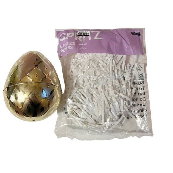 Easter Basket for Kids Bundle Canvas Bucket Grass Filler Golden Fillable Egg - Picture 11 of 11